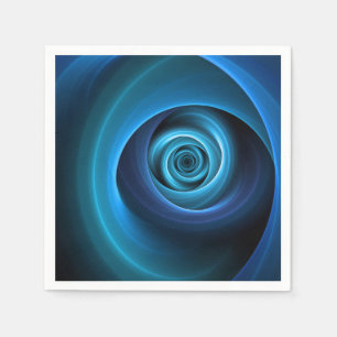 3D-Spirale Blautöne Moderne abstrakte Fraktal-Kuns Serviette