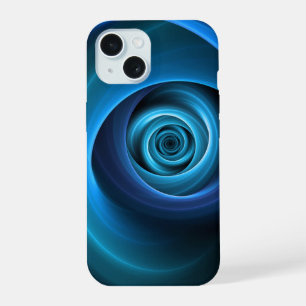 3D-Spirale Blautöne Moderne abstrakte Fraktalkunst iPhone 15 Hülle