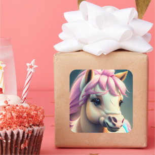 3D Spirit Pony 1 Quadratischer Aufkleber