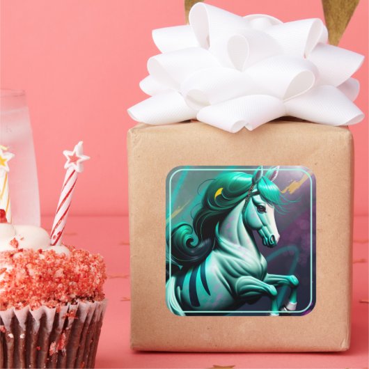 3D Spirit Pony 24 Quadratischer Aufkleber (Party)