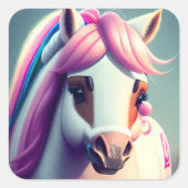 3D Spirit Pony 2 Quadratischer Aufkleber (Vorderseite)