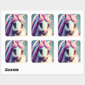 3D Spirit Pony 2 Quadratischer Aufkleber (Blatt)