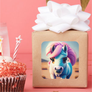 3D Spirit Pony 4 Quadratischer Aufkleber