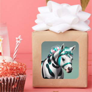 3D Spirit Pony 7 Quadratischer Aufkleber