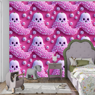 3D Spooky Niedlich Pink Ghost kids Halloween Tapete