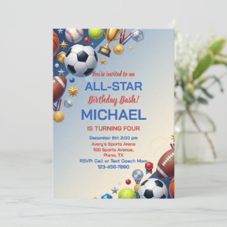 3D Sports Champion All Star Birthday Party Einladung