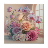 3D Spring Flowers Grußkarte mit Rose Fliese (Vorderseite)