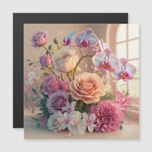 3D Spring Flowers Grußkarte mit Rose Magnetkarte