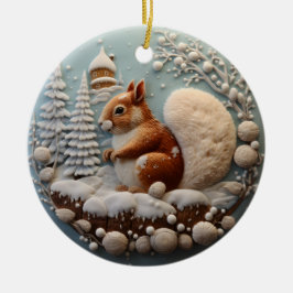 3D Squirrel Chirstmas Animal Keramik Ornament