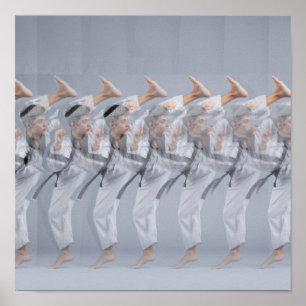 3D-Stereogramm-Karateposter Poster