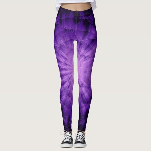 3D-Sternenlicht, violetter Duschvorhang Wash Tuch Leggings (Vorderseite)