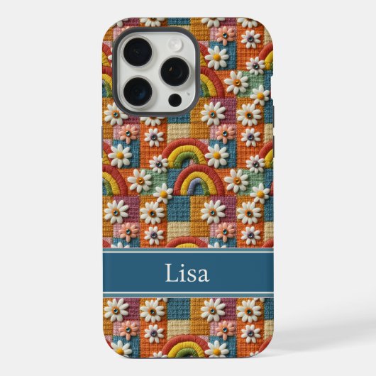 3D Stickerei-Patchwork-Handyhülle | Personalisiert iPhone Hülle (Rückseite)