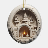 3D-Stil Winter Kamin Weihnachtsfeiertag Keramik Ornament (Links)