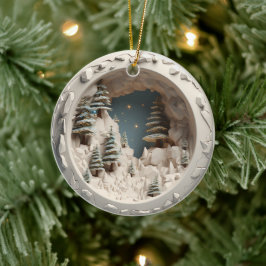3D-Stil Winterbaumen & Sterne Weihnachtsfeiertag Keramik Ornament