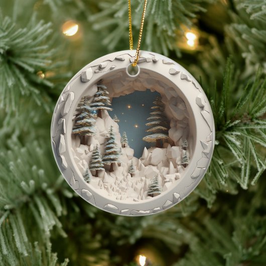3D-Stil Winterbaumen & Sterne Weihnachtsfeiertag Keramik Ornament (Baum)