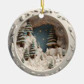 3D-Stil Winterbaumen & Sterne Weihnachtsfeiertag Keramik Ornament (Vorne)