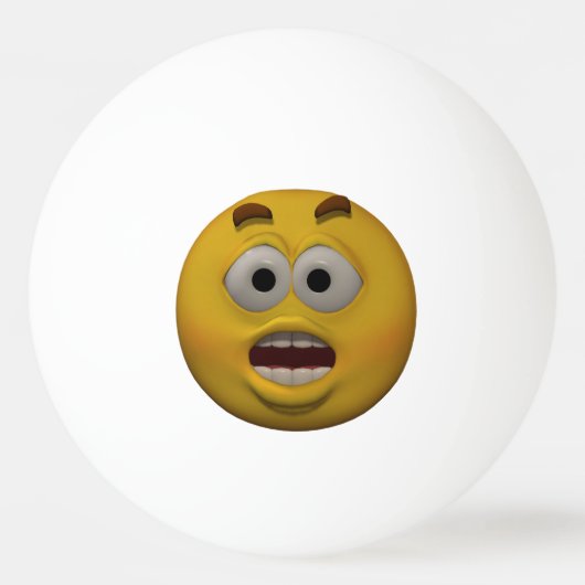 3D Style Affraid Emoticon Tischtennisball (Vorderseite)