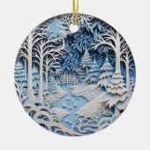 3D Style Blue Winter River Szene Weihnachtsfeierta Keramik Ornament (Vorne)