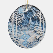 3D Style Blue Winter River Szene Weihnachtsfeierta Keramik Ornament (Links)