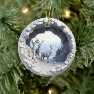 3D Style Deber bucks Winter Weihnachtsfeiertag Keramik Ornament