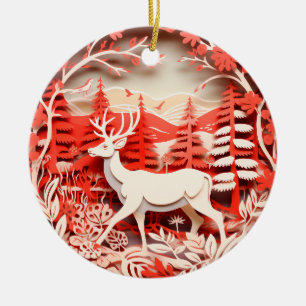 3D Style Deck Buck Country Weihnachtsfeiertag Keramik Ornament