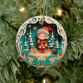 3D Style Girl Elf Weihnachtsfeiertag Keramik Ornament