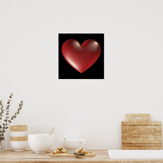 3D Style Herzsymbol Roter Poster (Küche)