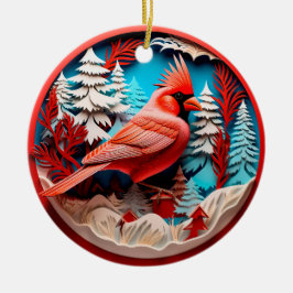3D Style Kardinal Bird Country Weihnachtsfeiertag Keramik Ornament