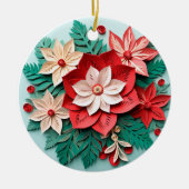 3D Style Poinsettia Blume Weihnachtsfeiertag Keramik Ornament (Vorne)