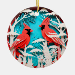 3D Style Red Kardinal Bird Weihnachtsfeiertag Keramik Ornament