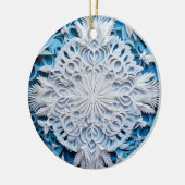 3D Style White & Blue Schneeflocken Weihnachtsfest Keramik Ornament (Links)