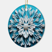 3D Style White & Blue Schneeflocken Weihnachtsfest Keramik Ornament (Links)