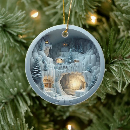 3D Style Winter Night Weihnachtsfeiertag Keramik Ornament (Baum)
