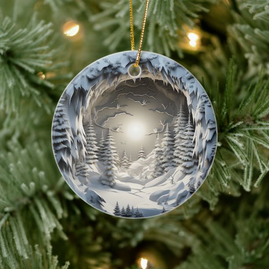 3D Style Winter Night Weihnachtsfeiertag Keramik Ornament (Baum)