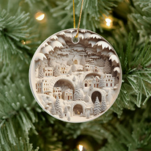 3D-Style Winter Village Weihnachtsfeiertag Keramik Ornament