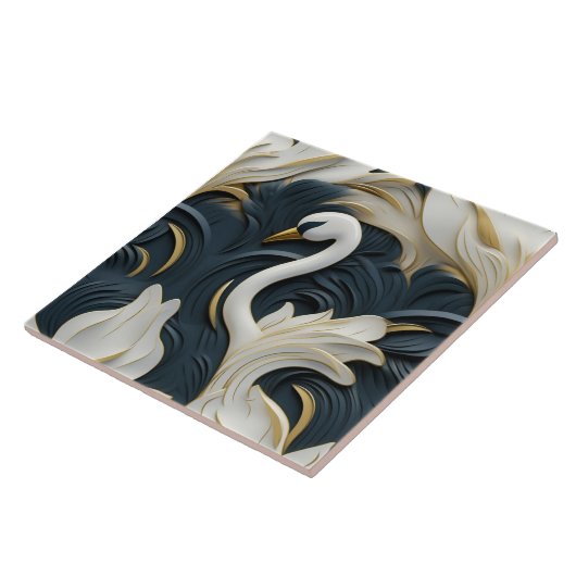 3D Swan, White Gold und Blue Fliese (Seite)