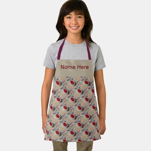 3D Tan and Burgundy Modern Pattern Schürze (Insitu)