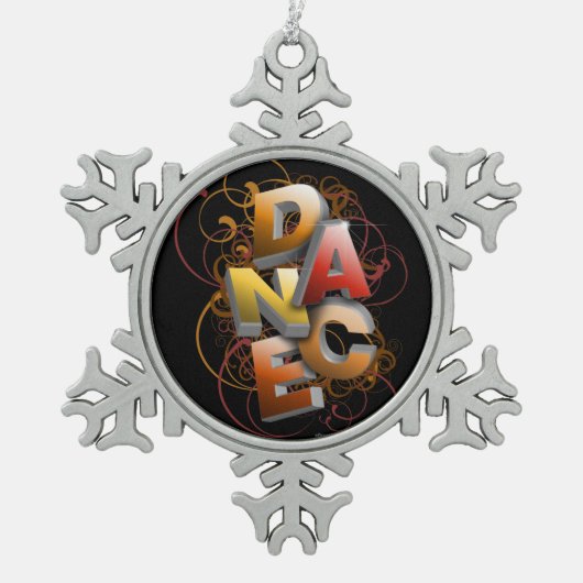 3D Tanz (Herbst) Snowflake Pewter Weihnachtsnamen Schneeflocken Zinn-Ornament (Vorderseite)