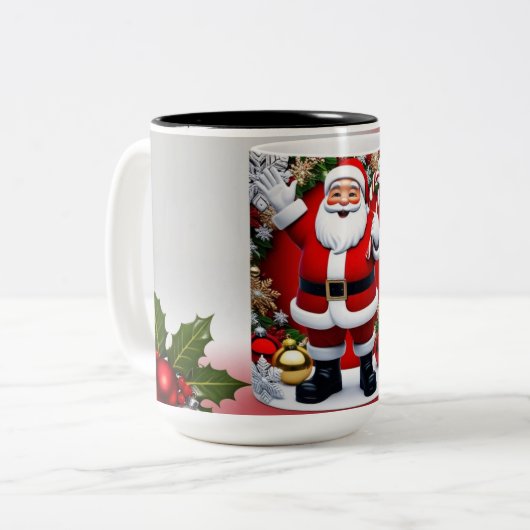 3D-Tasse Weihnachten Zweifarbige Tasse (Vorderseite Links)