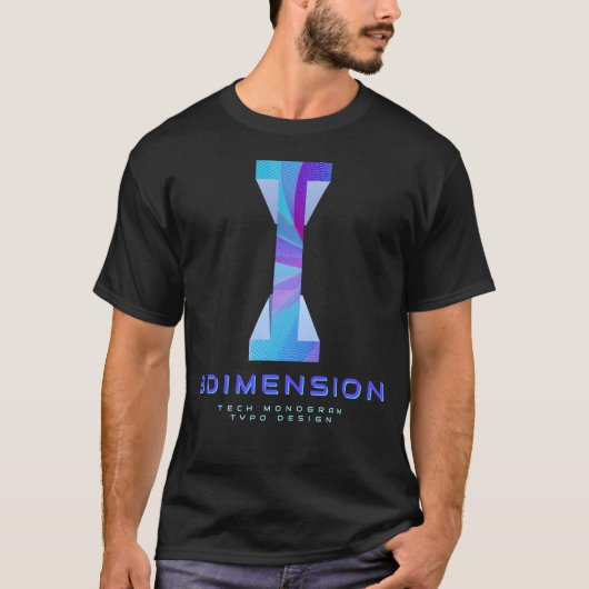 3D-Tech-Buchstabe I Modernes Monogramm-Design T-Shirt (Vorderseite)