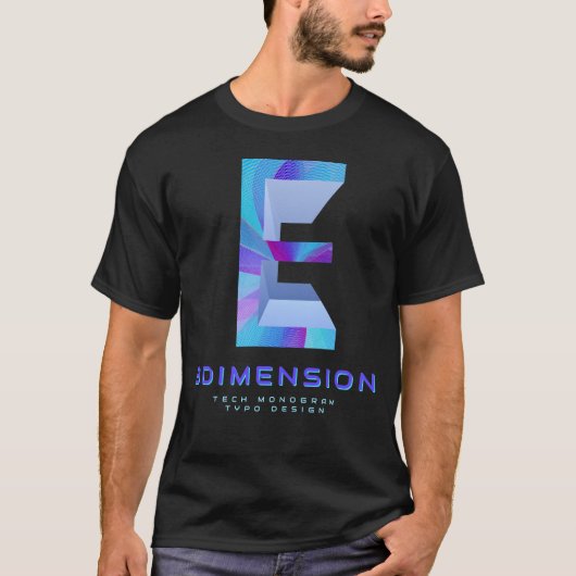 3D-Tech-Letter E Modernes Monogramm Stylisch T-Shirt (Vorderseite)