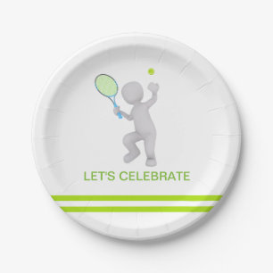 3D Tennis Player Tennis Racket Ball Personalisiert Pappteller
