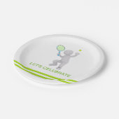 3D Tennis Player Tennis Racket Ball Personalisiert Pappteller (Schrägansicht)