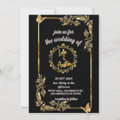 3D-Texteffekt in Schwarz und Golden, Save the Date Einladung (Vorderseite)