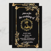 3D-Texteffekt in Schwarz und Golden, Save the Date Einladung (Vorne/Hinten)