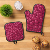 3D-Textur rotes Muster-32322 Ofenhandschuh & Topflappen-Set (Oben Unten)