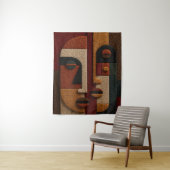 3D Textured Mudcloth Inspired Terracotta Boho Wandteppich (Beispiel)