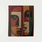 3D Textured Mudcloth Inspired Terracotta Boho Wandteppich (Vorderseite)