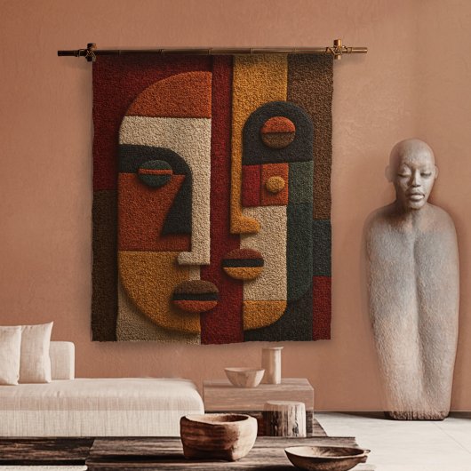 3D Texturierte Mudcloth inspirierte Terrakotta Boh Wandteppich
