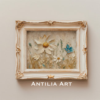3D Texturierte Wildblumen Malen von Frühlingsblume Poster